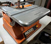 Front right view showing Ridgid EB44241 spindle sander, sanding drum installed