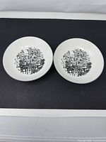 Both Mikasa soup bowls top view showing café scene design