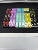 All 11 incense boxes in assorted varieties lined side by side