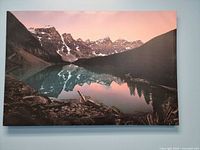 Front view of canvas showing full mountain lake scene