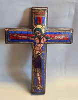 front view of enamel bronze crucifix