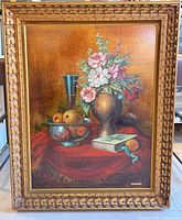 Full view of framed still life painting