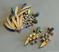 Brooch and earrings full view