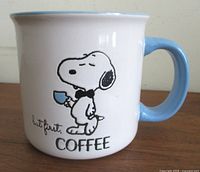 Front view showing Snoopy graphic and text
