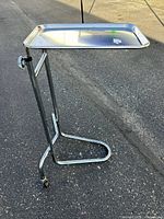 Mayo stand angled side view showing tray and frame