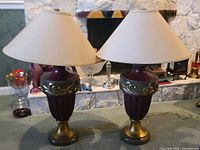 Front view of both matching lamps with shades