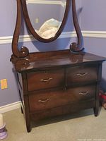 Front view of dresser and mirror