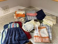 Overview of all linens on countertop