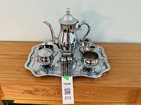 Full view of tea service arranged on tray