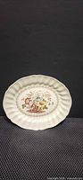 Front view of porcelain floral oval platter