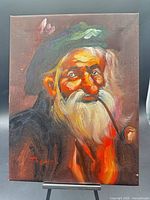 Full view of the signed oil painting portrait on canvas