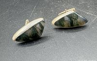 front view of both cufflinks showing stone inlays