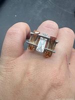 Top view showing five rectangular stones and silver setting