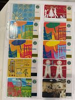 First binder sleeve showing nine assorted Starbucks gift cards, close-up of designs