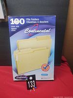 Front of sealed Continental box showing 100 count and legal size info