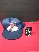 Front view of navy mesh cap showing Michael Jackson image on foam panel