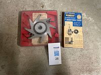 Blade set in red case, instruction sheet, MaxSold lot card and original box visible