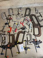 Overview of all clamps laid on floor