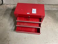 Top view showing overall cabinet and open drawers