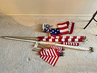 Group shot of all flags spread on floor