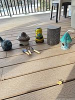 All ornaments and tools lined on deck