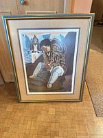 Full view of framed Lars Norrman lithograph showing artwork, mat and frame