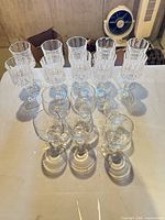 Group of 14 wine glasses: 6 cut crystal, 8 plain glass