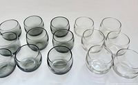All 15 roly-poly glasses grouped by color