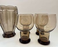 vase and four tumblers side view