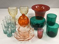 Group shot of all colored glass items