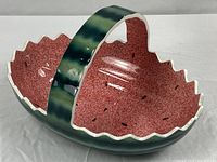 Overall view of watermelon ceramic basket bowl