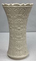 Full view of Lenox Wentworth vase showing embossed design