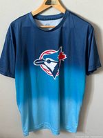 Front view of gradient Blue Jays jersey showing team logo and color fade