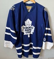 Front view of signed Koho Toronto Maple Leafs jersey