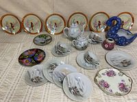 Group view of all porcelain and pottery items