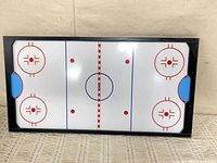Front view showing complete hockey rink diagram
