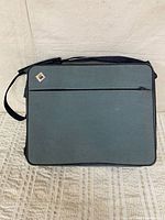 Front view of bag showing overall style and front zip pocket