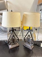 both lamps with shades and cords visible