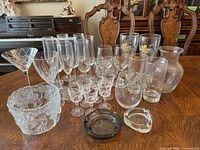 Overall lot showing all glassware pieces on table