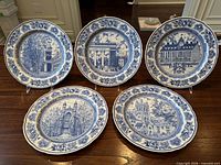 Five Yale series plates displayed front side