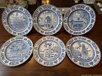 All six Wedgwood Yale plates front view