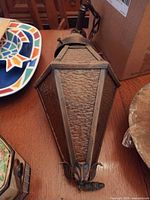 hexagonal bronze hanging lantern with chain and mount