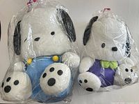 Both Pochacco plush toys in plastic bags