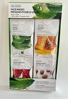 Front of sealed gift box showing four mask types