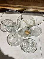 Top view of all glass pieces showing shapes and quantity