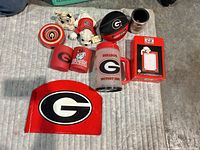 group shot of all Georgia Bulldogs items laid out on surface