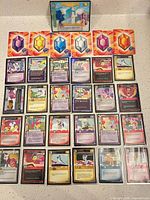 Full layout of all My Little Pony CCG cards including sleeved singles and two unsleeved bundles
