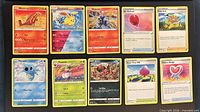 All ten Pokémon cards laid out in two rows