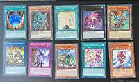 Full view of all 10 Yu-Gi-Oh cards laid out