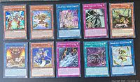 All ten Yu-Gi-Oh! cards laid out in two rows